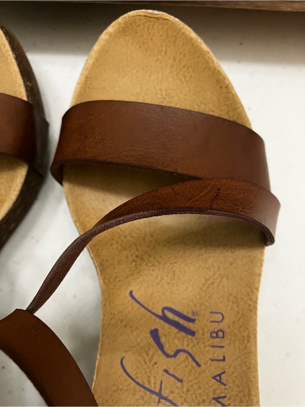Blowfish Malibu Brown Platform Wedge Sandals Size 8 Boho Ankle Strap Cork Look - Picture 9 of 12